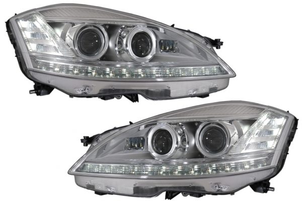 LED-frontlykter egnet for Mercedes S-klasse W221 (2005-2009) Facelift-look med sekvensielle dynamiske svinglys |