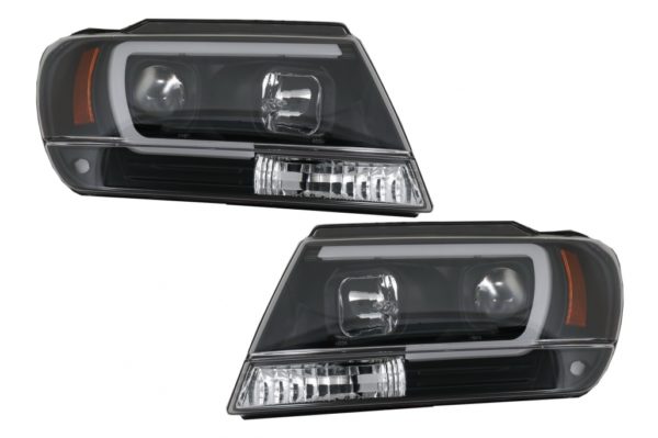 LED-frontlykter egnet for Jeep Grand Cherokee (1999-2004) Tube Light Black