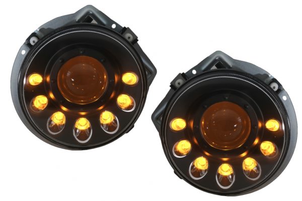 LED-frontlykter egnet for Mercedes G-klasse W463 (1989-2012) Svart dynamisk sekvensielt svinglys