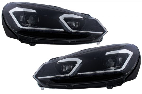 LED-frontlykter egnet for VW Golf 6 VI (2008-2013) Med Facelift G7.5 Look Sølvflytende dynamiske sekvensielle svinglys |