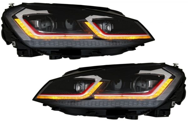 LED-frontlykter egnet for VW Golf 7 VII (2012-2017) Facelift G7.5 GTI Look med sekvensielle dynamiske svinglys