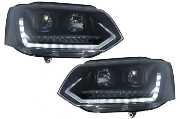 LED-frontlykter Rørlys DRL egnet for VW Transporter T5 (2010-2015) Dynamic Sequential Turning Light Black