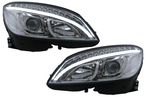 LED-frontlykter Rørlys egnet for Mercedes C-klasse W204 S204 (2007-2010) Krom