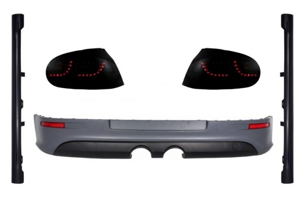 LED-baklykter Smoke Black Dynamic Sequential Lights med bakre støtfangerforlengelse og sideskjørt egnet for VW Golf 5 (2004-2007) Urban Style R32 Design