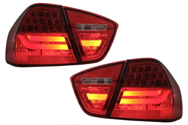 LED-baklykter egnet for BMW 3-serie E90 (2005-2008) LED-lysstang LCI Design Rød Klar