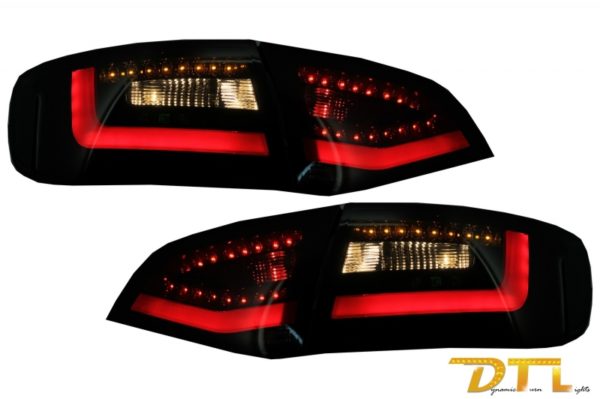 Litec LED-baklykter egnet for AUDI A4 B8 Avant (2008-2011) Svart/Smoke med dynamisk sekvensielt svinglys |