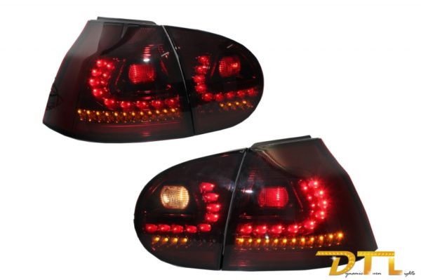 LITEC LED-baklykter egnet for VW Golf 5 V (2004-2009) Rød/Smoke med dynamisk sekvensielt svinglys |