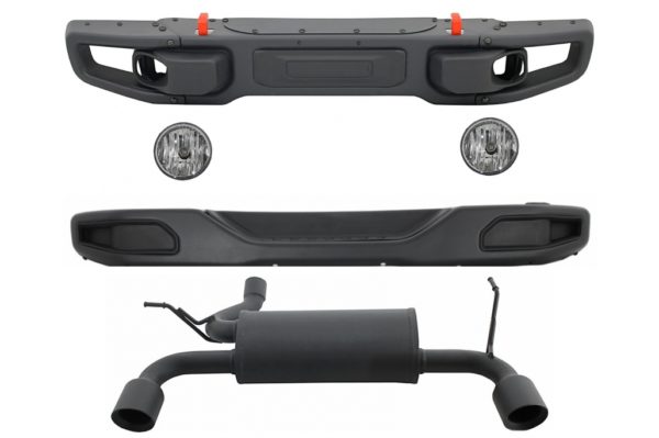 Metal Body Kit egnet for Jeep Wrangler Rubicon JK (2007-2017) 10-årsjubileum Hard Rock Style med komplett eksosanlegg aksel-bak