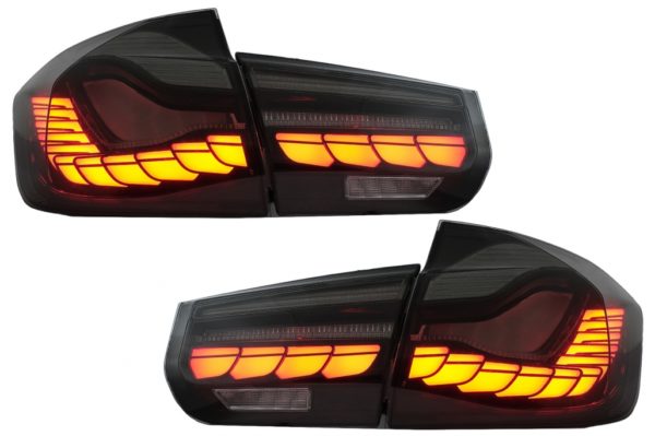 OLED-baklys Konvertering til M4-design egnet for BMW 3-serie F30 Pre LCI & LCI (2011-2019) F35 F80 Red Smoke med dynamisk sekvensielt svinglys |