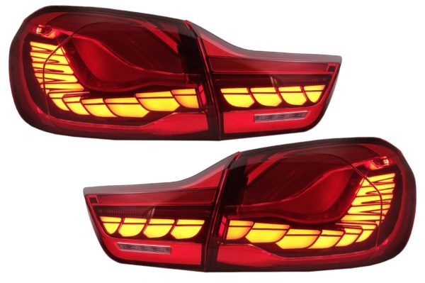 OLED-baklykter egnet for BMW 4-serie F32 F33 F36 M4 F82 F83 (2013-03.2019) Rød klare med dynamisk sekvensielt svinglys