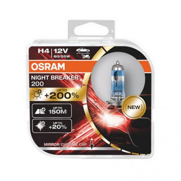 OSRAM NIGHT BREAKER 200 H4 Halogen hodelykt 64193NB200-HCB Hardcore Box