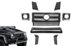 Ekte karbon frontdeler egnet for Mercedes G-Klasse W463 AMG (1990-2014) G65 Design Grille Frontlykter Deksler Spoiler