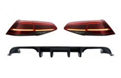 Bakre støtfanger luftdiffuser med fulle LED-baklys Dynamiske sekvensielle blinklys mørk kirsebærrød egnet for VW Golf 7.5 (2017-2019) R Look