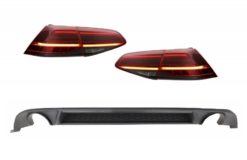 Bakre støtfanger luftdiffuser med LED-baklys Dynamiske sekvensielle svinglys mørk kirsebærrød egnet for VW Golf 7.5 VII (2017-Up) GTI Look