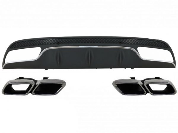 Bakre støtfanger diffuser egnet for Mercedes C-klasse W205 S205 (2014-2020) C63 Design med eksospottespisser kun for sportspakke |