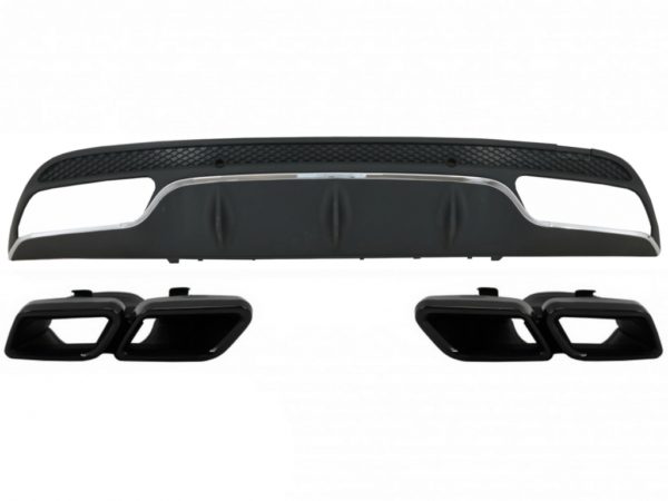 Bakre støtfanger Diffusor egnet for Mercedes C-Klasse W205 S205 (2014-2020) C63 Design med svarte eksospottespisser Kun for sportspakke |