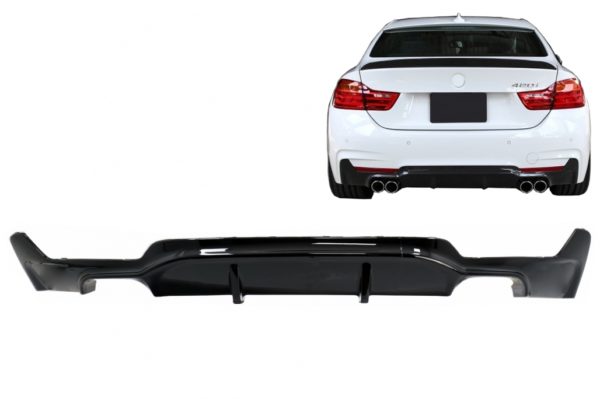 Bakre støtfanger diffuser egnet for BMW F32 F33 F36 (2013-) Coupe Cabrio 4 Series M Performance Design Twin Double Outlet Piano Black