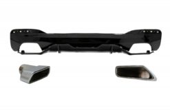 Bakre støtfangerspreder med eksospottespisser egnet for BMW 5-serie G30 G31 Limousine Touring (2017-up) M Performance Design Chrome og Piano Black