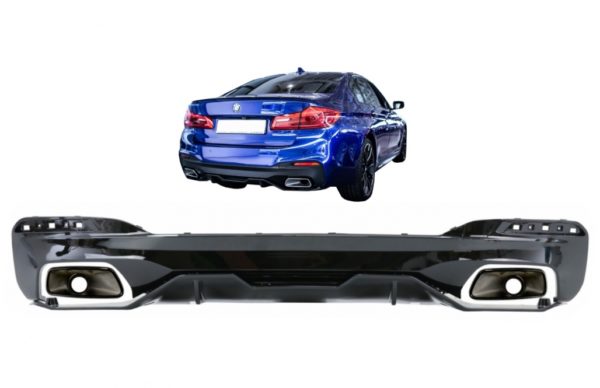Bakre støtfanger diffuser med eksosspisser egnet for BMW 5-serie G30 G31 Limousine Touring (2017-up) 540 M Performance Look Piano Black |