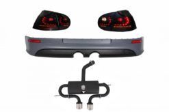 Bakre støtfangerforlengelse komplett eksosanlegg egnet for VW Golf V 2003-2008 med baklykter Black/Smoke Dynamic R32 Look