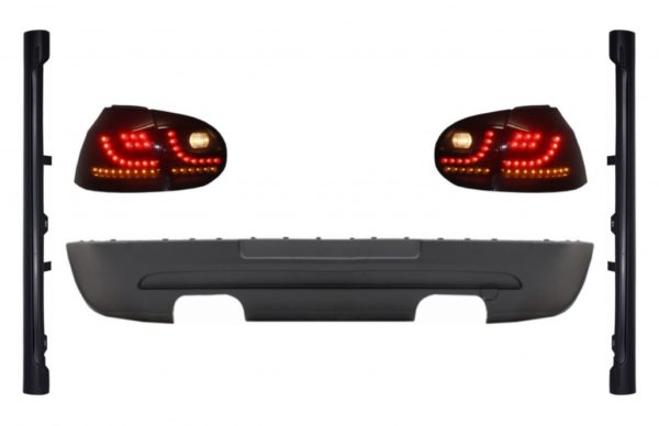 Bakre Bumper Extension Twin Outlet med baklys LED Smoke Black og sideskjørt egnet for VW Golf 5 V (2003-2007) GTI Design |
