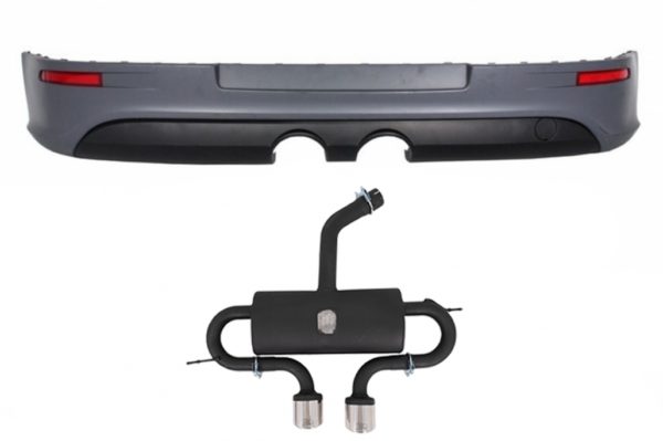 Bakre støtfangerforlengelse med komplett eksosanlegg Catback egnet for VW Golf 5 V (2003-2007) R32 Look |