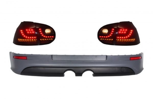 Bakre støtfangerforlengelse med baklys LED Smoke Black passer for VW Golf 5 V (2003-2007) R32 Look |