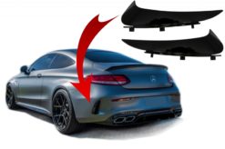 Bakre støtfangerklaffer Sidefinner Fliser egnet for Mercedes C-Klasse C205 A205 (2014-2018) Coupe Cabriolet Piano Black