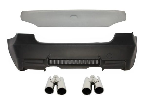 Bakre støtfanger egnet for BMW 3-serie E90 (2004-2011) M3-design med bagasjeromsspoiler og eksospottespisser