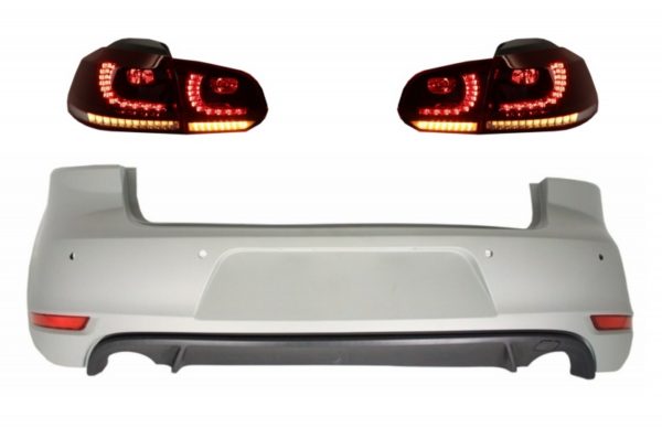 Bakre støtfanger egnet for VW Golf 6 VI (2008-2012) med baklykter FULL LED dynamisk sekvensielt blinklys GTI Design |