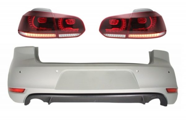 Bakre støtfanger passer for VW Golf 6 VI (2008-2012) med baklykter FULL LED Cherry Red GTI Design |