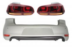 Bakre støtfanger egnet for VW Golf 6 VI (2008-2012) med baklykter FULL LED Rød/Smoke GTI Design
