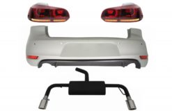 Bakre støtfanger egnet for VW Golf 6 VI (2008-2012) med komplett eksosanlegg og baklys FULL LED dynamisk sekvensielt blinklys GTI Design