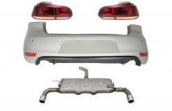 Bakre støtfanger egnet for VW Golf 6 VI (2008-2012) med eksosanlegg og baklykter FULL LED Cherry Red GTI Design