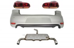 Bakre støtfanger egnet for VW Golf 6 VI (2008-2012) med eksosanlegg og baklys FULL LED dynamisk sekvensielt blinklys GTI Design