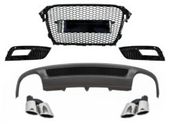 Bakre støtfangervalance luftspreder og eksospottespisser egnet for AUDI A4 B8 Facelift Limousine/Avant (2012-2015) med merkeløs frontgitter og tåkelysdeksler S-Line Look bare Standard støtfanger