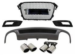 Bakre støtfangervalance luftspreder og eksospottespisser egnet for AUDI A4 B8 Facelift Limousine/Avant (2012-2015) med merkeløs frontgitter og tåkelysdeksler S-Line Look bare Standard støtfanger