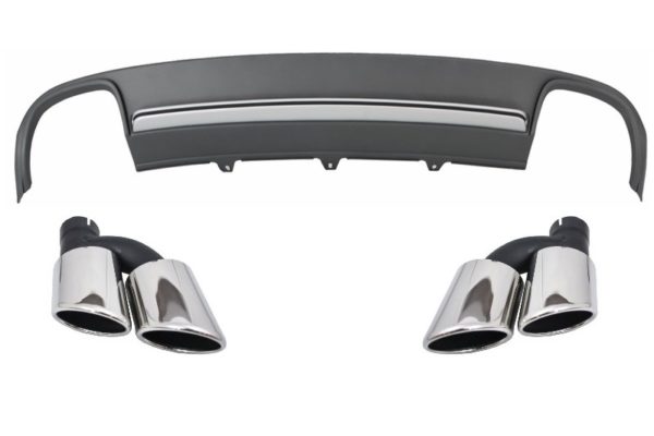 Bakre støtfanger Valance Luftdiffuser Eksoslyddemper egnet for Audi A4 B8 Pre Facelift Limousine Avant (2008-2011) S4 Design |