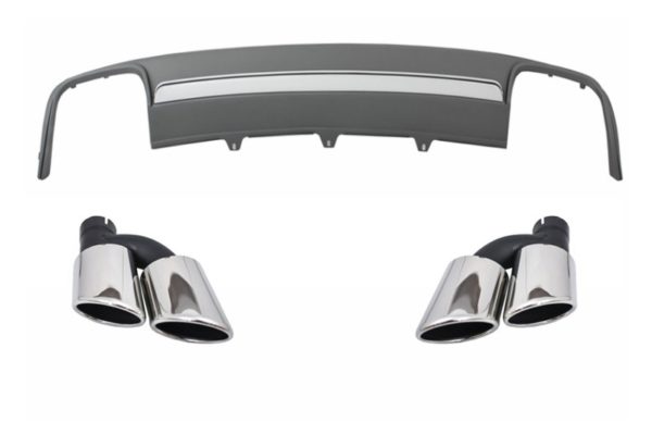 Bakre støtfanger Valance Luftdiffuser Eksoslyddemper egnet for Audi A4 B8 Facelift (2012-2015) Limousine/Avant S4 Design |