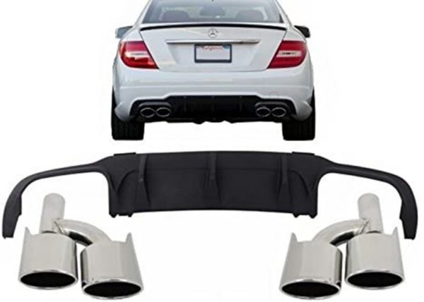 Bakre støtfanger valance luftdiffuser lyddemper tips egnet for Mercedes C-klasse W204 AMG Sport Line (2012-2014) Limousine