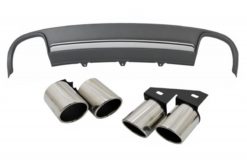 Bakre Bumper Valance Air Diffuser egnet for Audi A4 B8 Pre Facelift (2008-2011) med eksospottespisser Halerør Limousine/Avant S4 Design