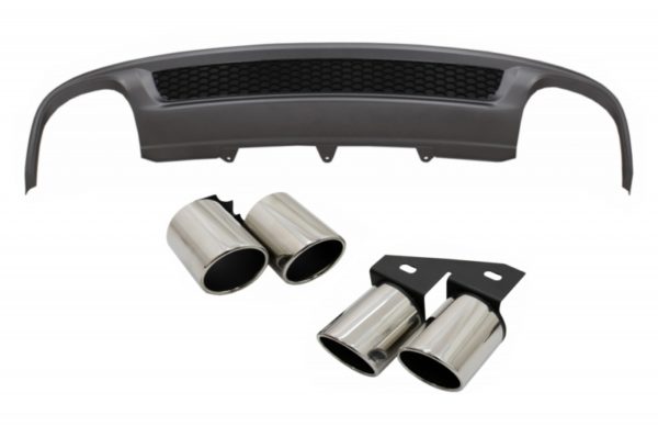 Bakre støtfanger Valance Air Diffuser egnet for Audi A4 B8 Facelift Limousine Avant (2012-2015) med eksospottespisser Halerør S-Line Design kun Standard støtfanger |