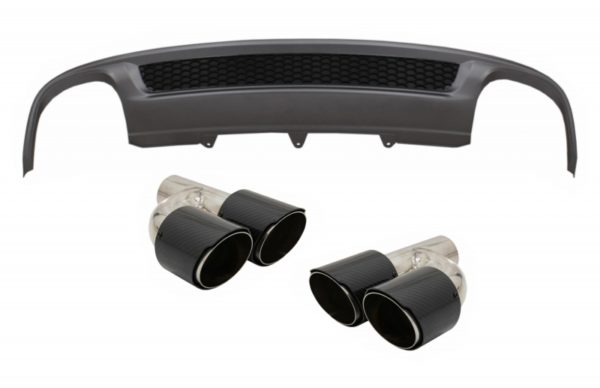 Bakre støtfanger Valance Air Diffuser egnet for Audi A4 B8 Facelift Limousine Avant (2012-2015) med karbonfiber eksospottespisser Polert S-Line Kun design Standard støtfanger |