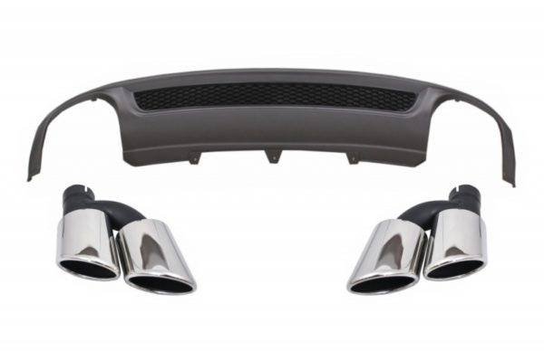 Bakre støtfanger Valance Air Diffuser egnet for Audi A4 B8 Pre Facelift Limousine Avant (2008-2011) med eksospottespisser Halerør S-Line Design kun Standard støtfanger |