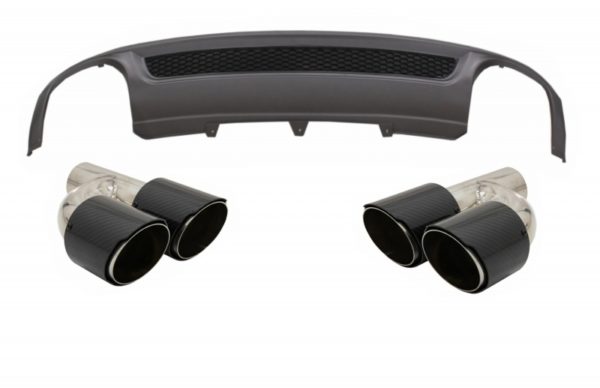 Bakre støtfanger Valance Air Diffuser egnet for Audi A4 B8 Pre Facelift Limousine Avant (2008-2011) med karbonfiber eksospottespisser S-Line Design kun Standard støtfanger |