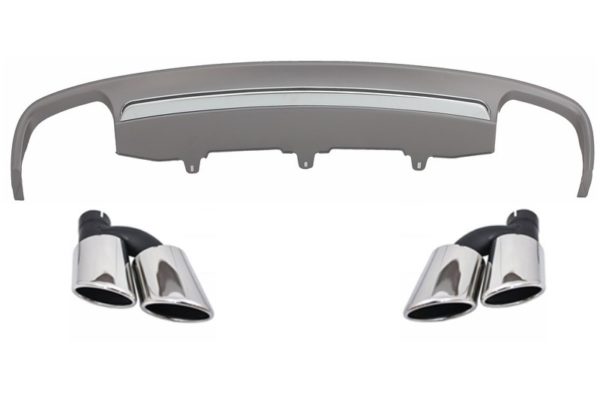 Bakre støtfanger Valance luftdiffuser med eksospottespisser egnet for Audi A6 4G (2012-2015) S6 Design |