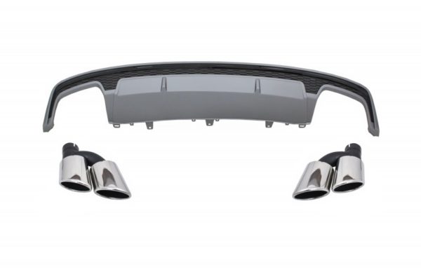 Bakre støtfanger valance luftdiffuser med eksospottespisser Bakrør egnet for AUDI A7 4G Facelift (2015-2018) S7 Design |