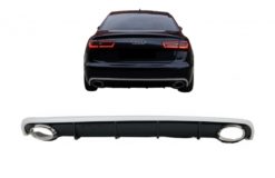 Bakre støtfanger valance diffuser egnet for Audi A6 C7 4G Limousine Avant (2010-2014) med eksosspisser RS6 Design