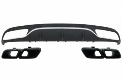 Bakre støtfangerluke med svart eksospottespisser egnet for Mercedes C-klasse C205 A205 Coupe Cabriolet (2014-2019) C63 Design