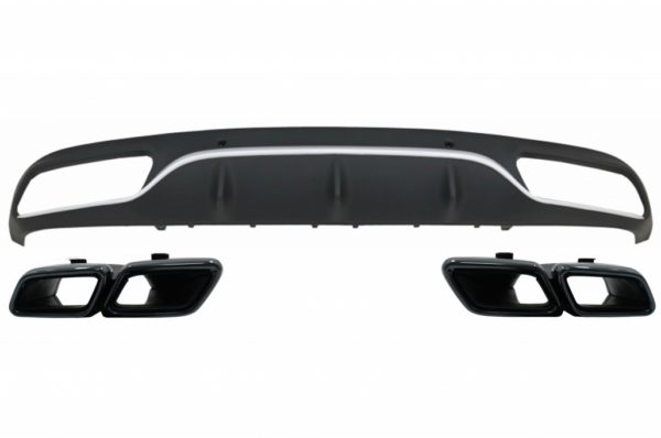 Bakre støtfangerluke med svart eksospottespisser egnet for Mercedes C-klasse C205 A205 Coupe Cabriolet (2014-2019) C63 Design |